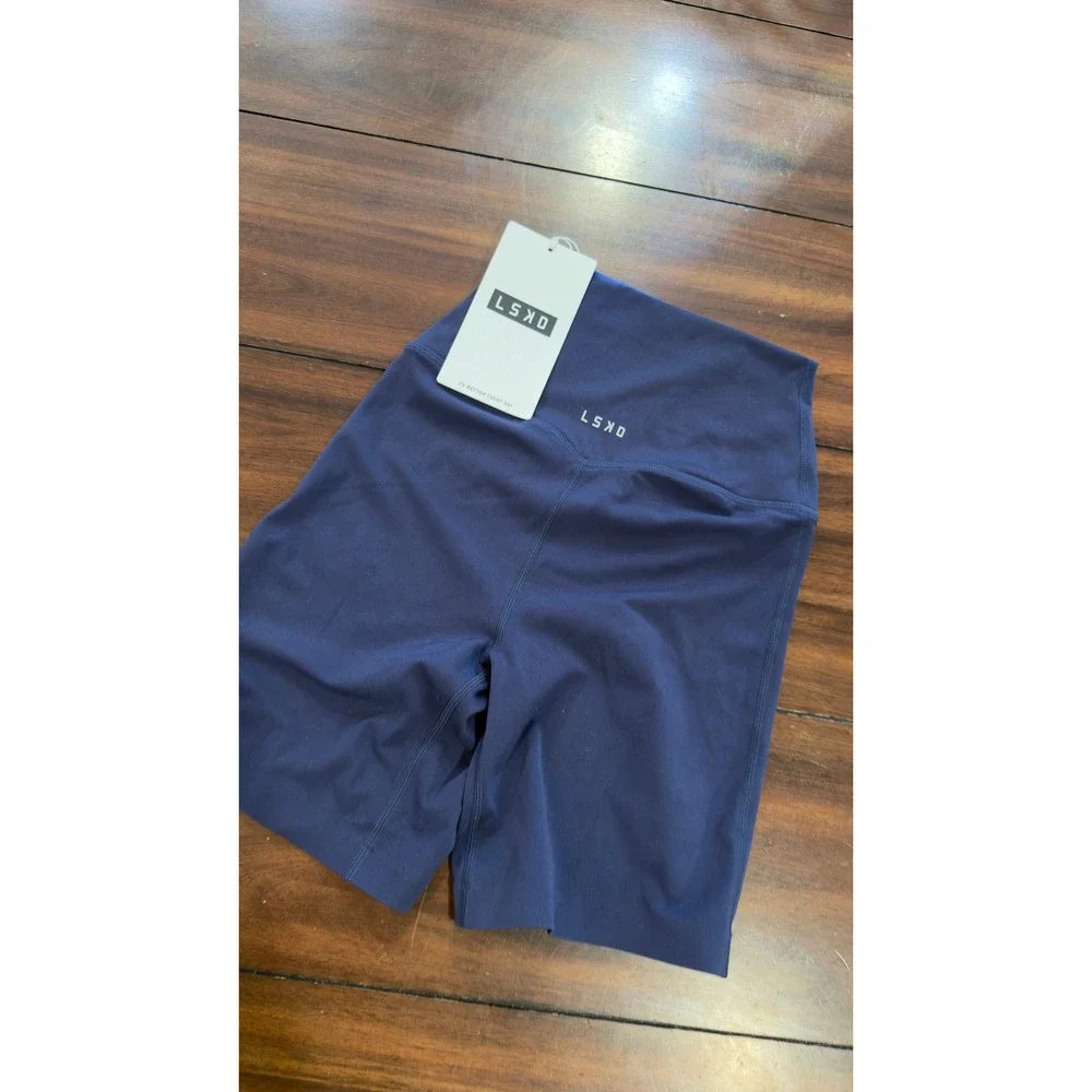 LSKD Elixir Mid Short Tight Future Navy XS High Waist Biker Shorts NEW NWT